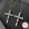 925 Sterling Silver Luxury Zircons Cross Pendant Necklace For Women Wedding Party Christian Clavicle Chain Jewelry Fine Gifts