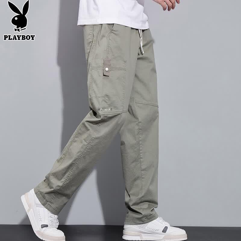 PLAYBOY Men's Straight-Leg Cargo Casual Pants