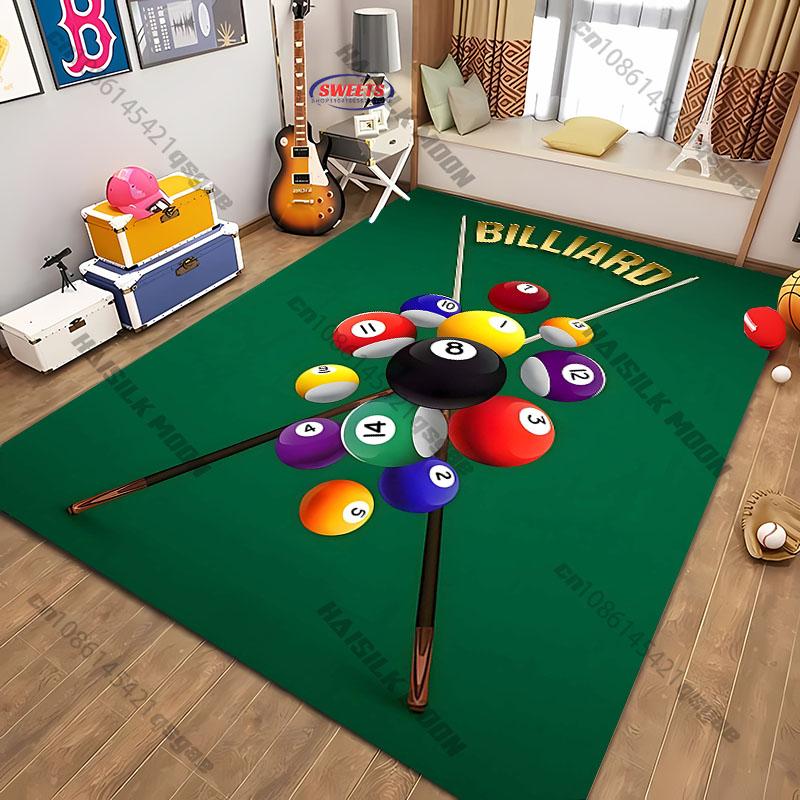 Kostenloser Versand! Billiard-Thematischer bedruckter Teppich für Spielzimmer Teppich für Zuhause Sofa Schlafzimmer, Geschenkmatte