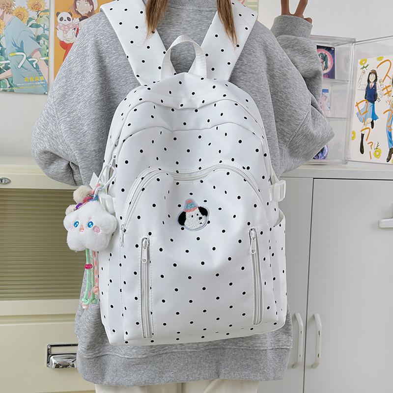 Korean polka dot schoolbag female college student versatile cute computer backpack lightweight junior high school student travel backpack tide