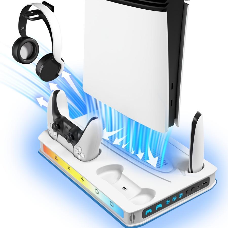 PS5 Slim/Pro Console Cooling & Charging Stand with RGB Lighting and Headphone Holder