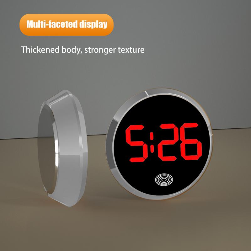 1pcs Mini Car Clock Round Shape Luminous Vehicle Dashboard Clock Round Alloy Touch Luminous LED Digital Clock For Car Air Vent