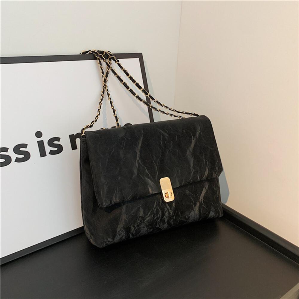 

Модные мягкие сумки через плечо из искусственной кожи с цепочкой, трендовые женские сумки через плечо, универсальные повседневные квадратные классические женские сумки чёрный