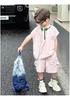 Boys' 2026 Summer Quick-Dry Sleeveless Zipper Two-Piece Set with Letter Print Shorts