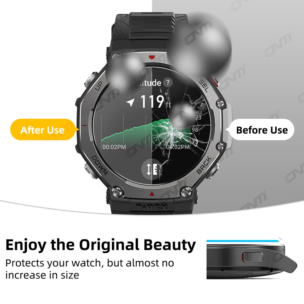 Glass+Case for Amazfit T-Rex 3 Anti-scratch Screen Protector Tempered Glass Film + Bumper Silicone Protective Cover Accessories