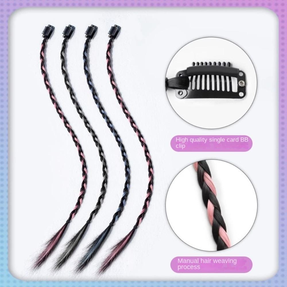 Clip Twist Braided Hair Rope Fashion Hanging Ear-Dye Wig Boxing Braid Hair Pieces  Girls