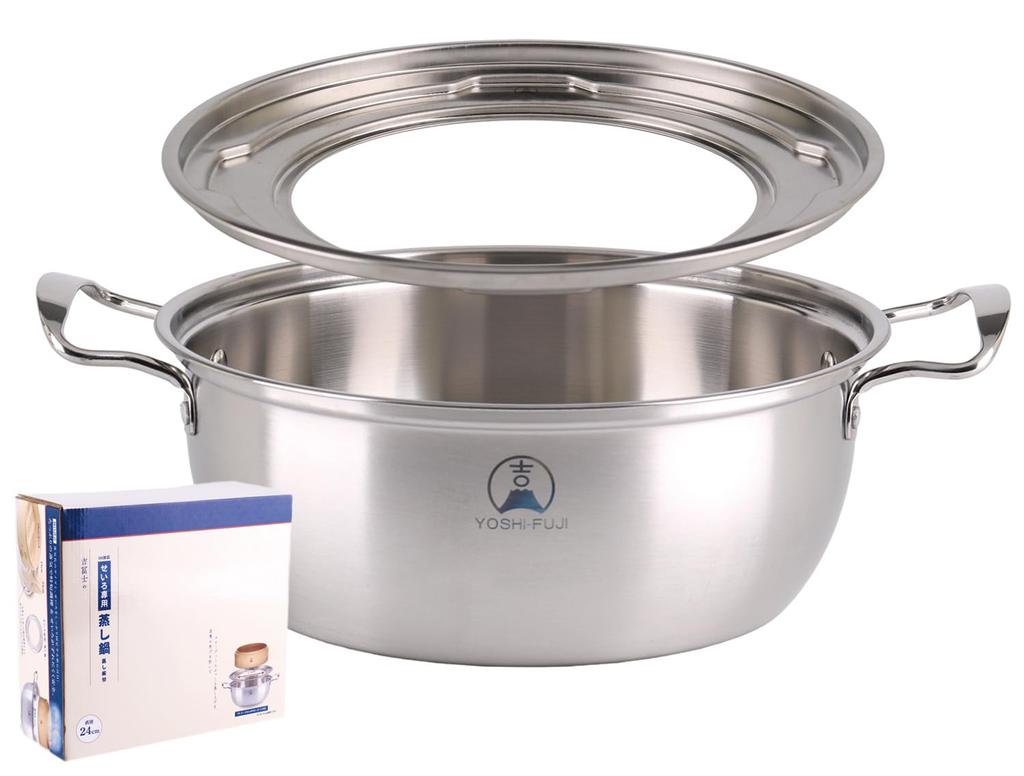 Yoshifuji Kogei Steamer Set with Steaming Plate for and Compatible with Chinese Style Set with Steaming Seiro, 18cm, 21cm, 24cm, Seiro, (Pot Plate)