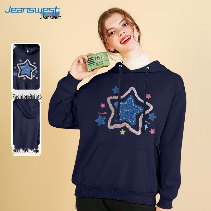 JEANSWEST Women's Cartoon Print Hooded Sweatshirt