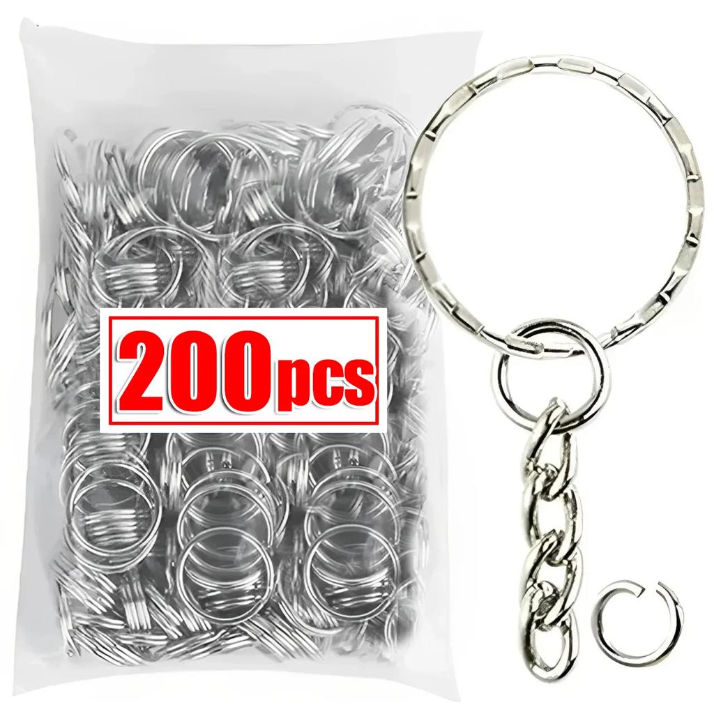 50-1000pcs Metal Blank Keyring Keychain Split Rings Keyfob Keyring Lobster Clasp Keychain Key Pendant Ring Stainless Steel Rings