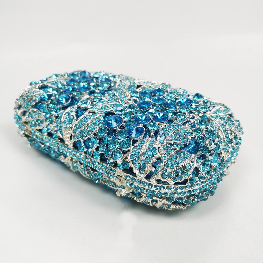 Luxury Sky Blue Rhinestone Evening Bag Gala Diamond Dazzling Crystal Wedding Clutch Bridal Purse WHTUOHENG Party Handbag
