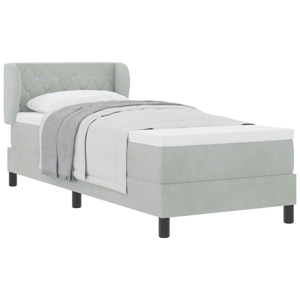 Box Spring Bed with Headboard Light Grey 80 x 200 cm Velvet