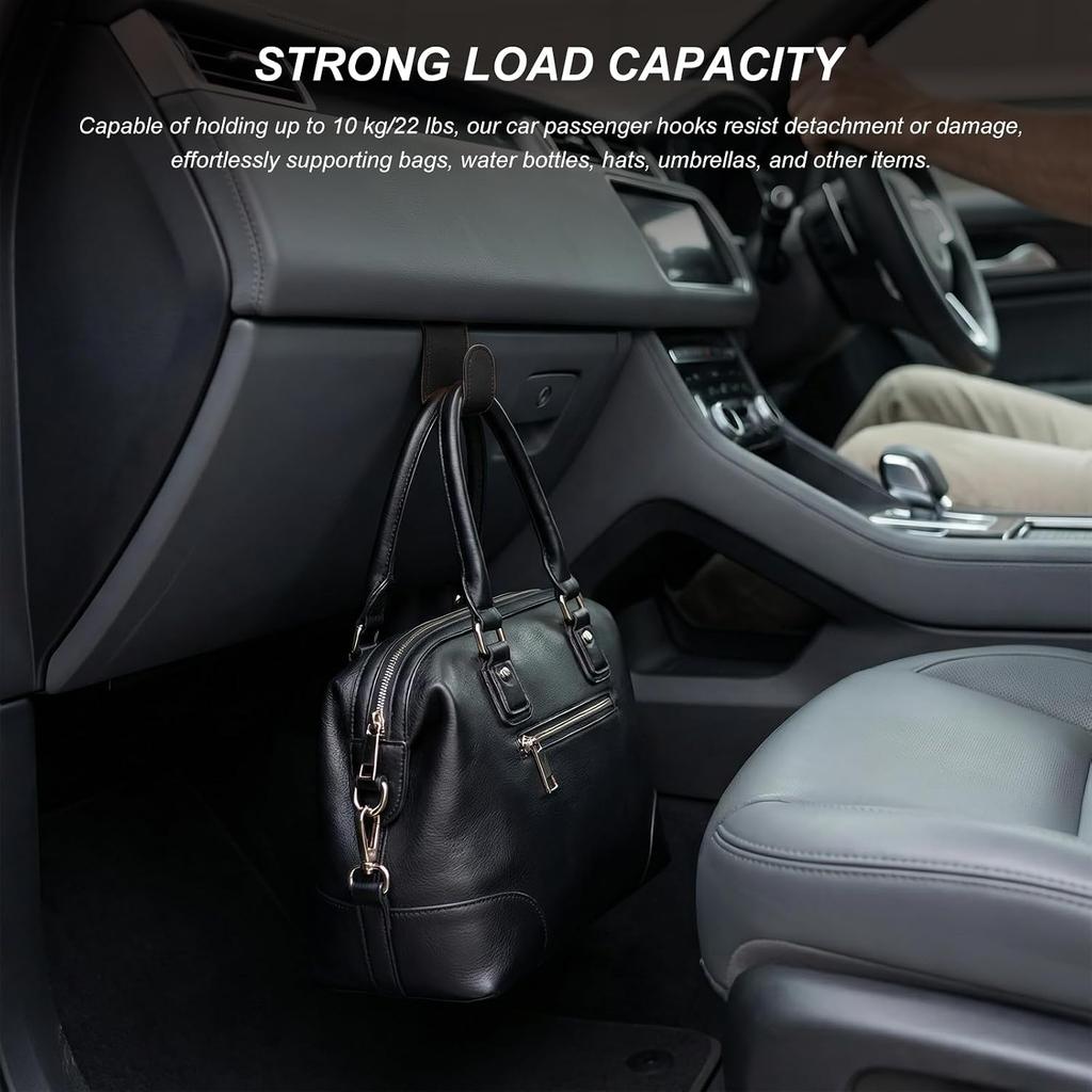 2 PCS Co-Pilot Glovebox Hooks, Anti-Scratch Microfiber Leather Vehicle Glove Box Hanging Hooks, Universal Auto Glovebox Storage Hangers for Handbags