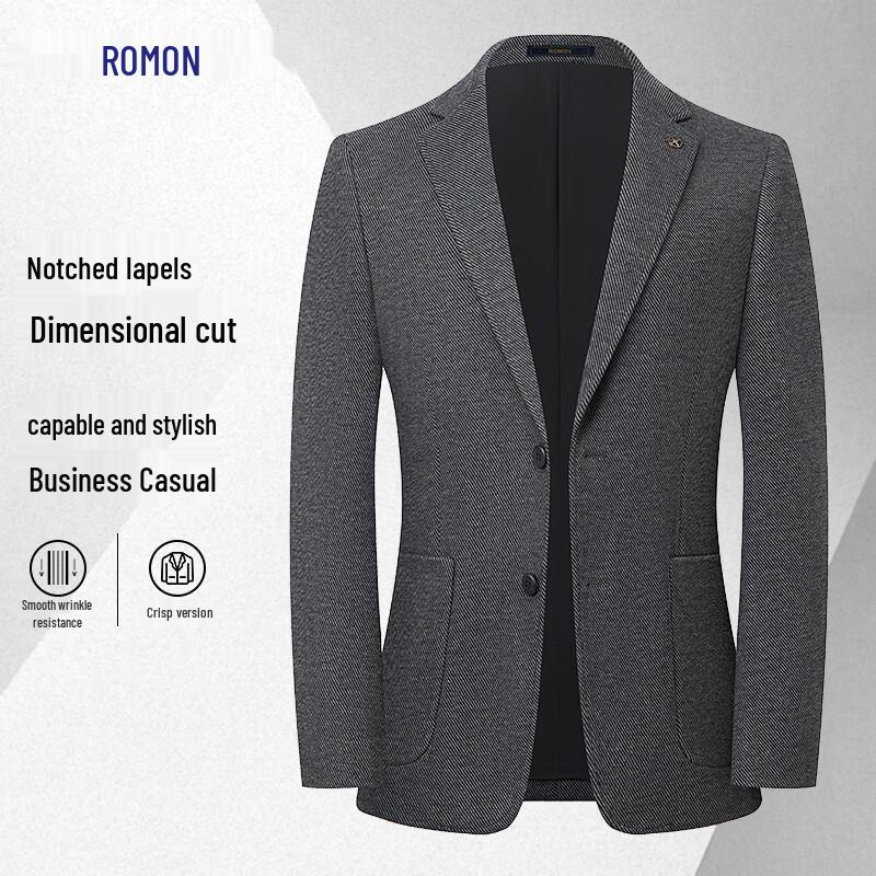 Romon Men s Wool Blend Business Casual Suit Jacket 46 (170/88A)