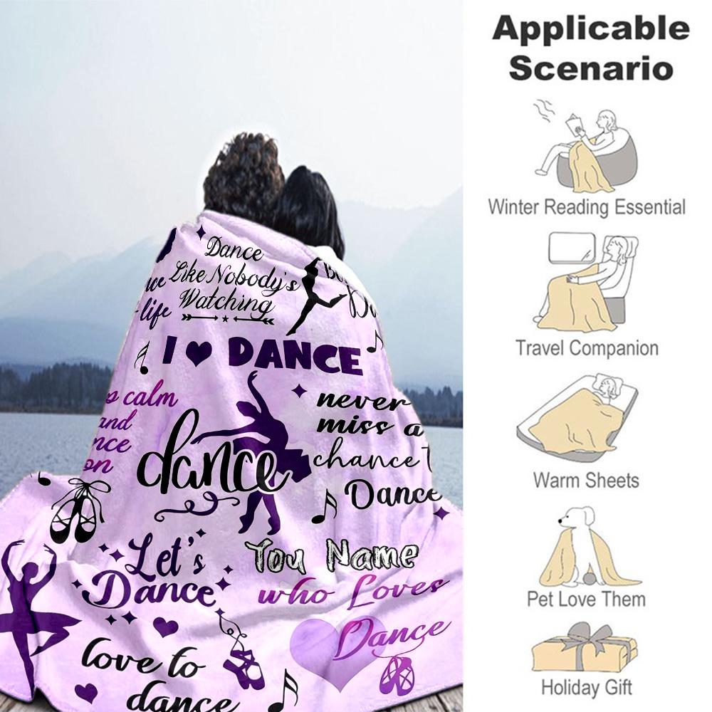 Dancer Personalized Text Blanket Gift Customizable Blanket Durable Comfort for Chair Seaside Nap Picnics Ideal for All Seasons