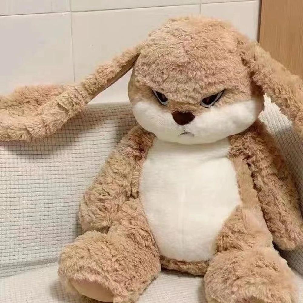 Peluche coniglio carino 35CM, orecchie lunghe, capelli lunghi, grande cuscino da coccolare, bambola animale coniglio, regalo di Natale e compleanno per bambini