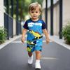 Kleinkind Jungen Cooles Surfing-Dinosaurier 2-teiliges Outfit, Sommer Blau Cartoon Kleidung für Kinder, Perfekt für Spielkleidung & Draußen