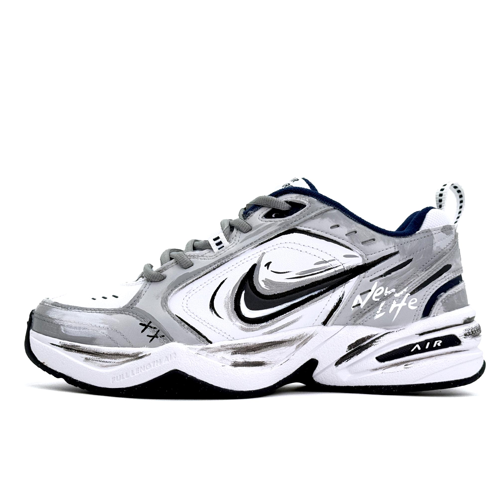 Nike Air Monarch 4 Decaying City Leder Low-Top Klobige Sneaker Unisex Grau Neu 415445-102(Team1745--X) 42 gray