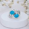 Sterling Silver Turquoise Leaf Ring – Natural Gemstone, Handmade Boho Jewelry for Women, Ring Christmas gift for Her