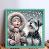 Boy with Puppy Full 11CT 3 Strands DIY Counted Cross Stitch Embroidery Kits 15.75x15.75inch for Beginners Adults Home Decor