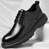 New Men Genuine Leather Korean Style Business Casual Breathable Versatile Four Seasons Trendy Black Groom Wedding Partner Shoes