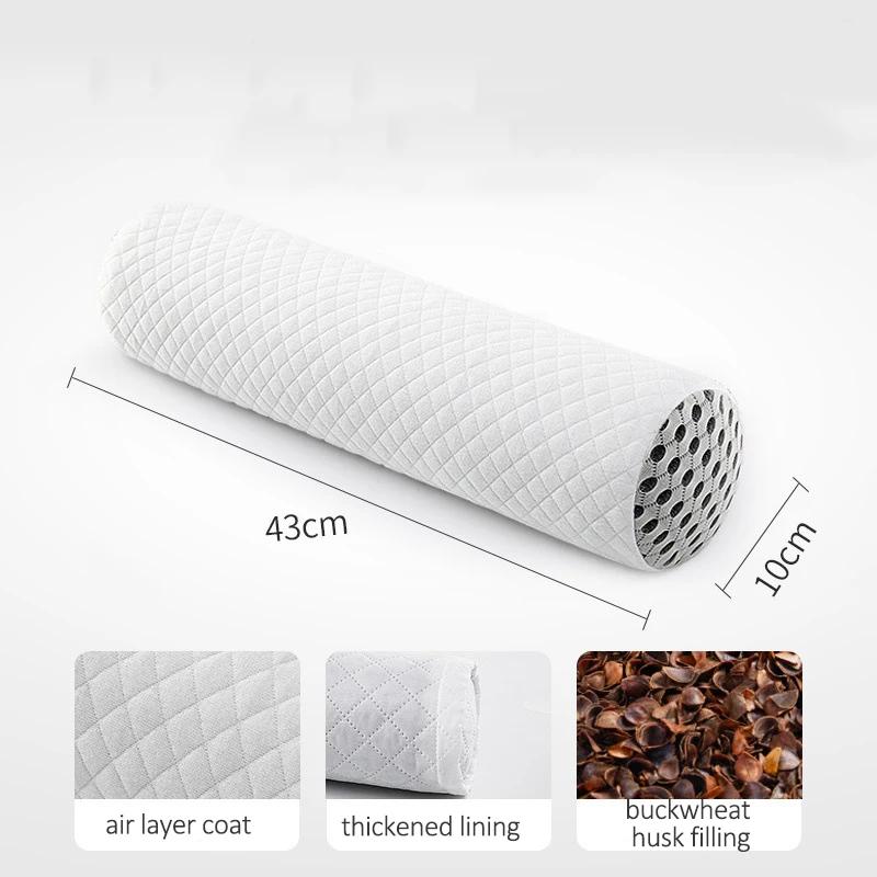 Подушка с круглой горловиной из гречневой лузги, поддерживающая шею, подушка для шеи, наполнитель из гречневой лузги, поддерживающая шею для прохладного сна, 43x10 см 43x10cm 1pcs белый
