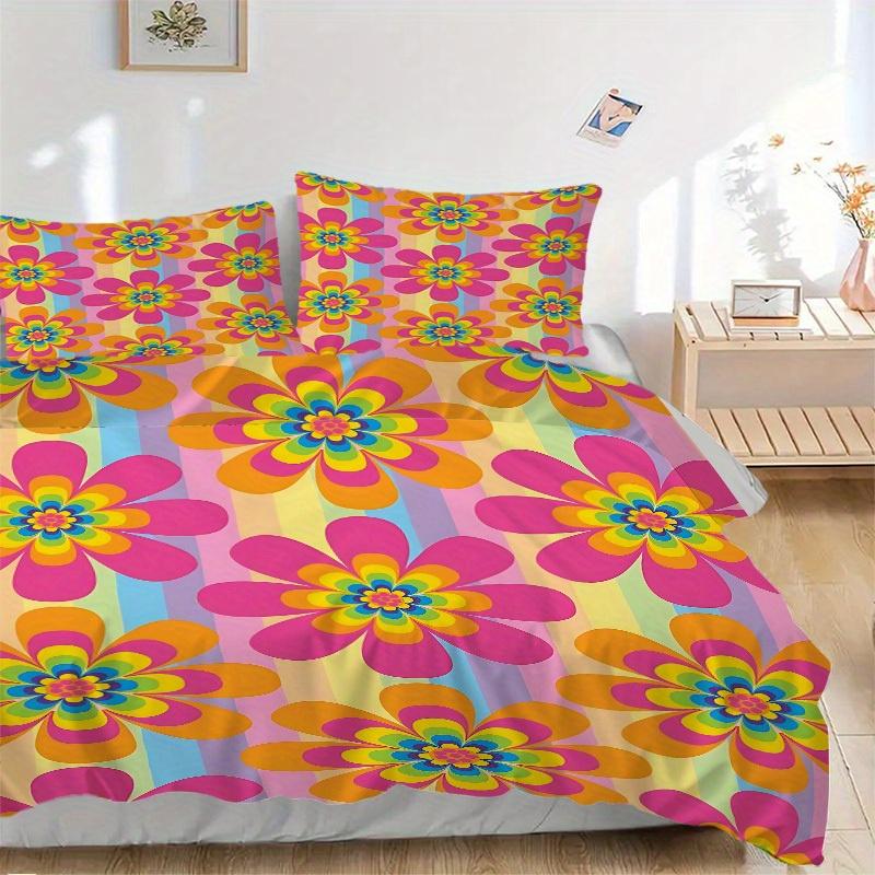 

3pcs Flower Pattern Bedding Set, Breathable and Soft, Suitable for Bedroom Decor (1*Duvet Cover + 1/2*Pillowcases, No Core) yy250821153 135x200cm