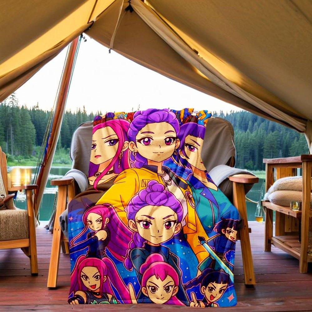 Vivid Anime Characters Poster: Colorful Cartoon Artwork Blanket Lightweight Flannel Throw Blanket for Sofa, Bed, Travel, Camping, Livingroo 130x150cm