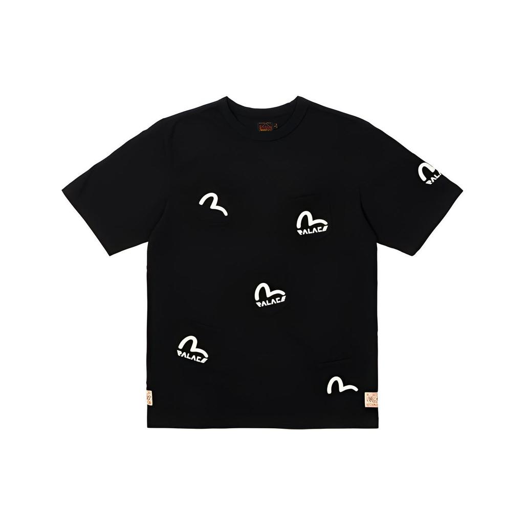 Palace X Evisu Multi-Pocket T-Shirt With Small Logo Print Unisex Tops Black P21EVTS002