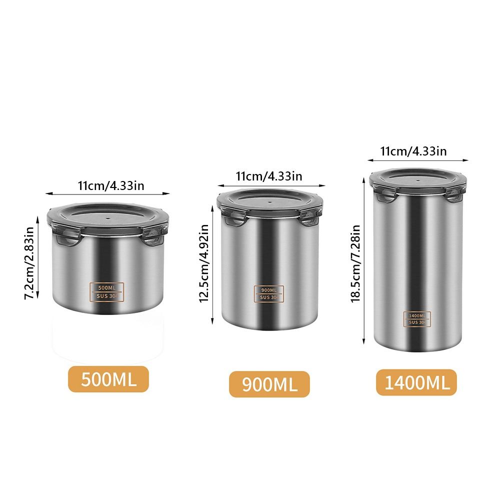 304 Stainless Steel Storage Box with Transparent Lid Food Can Sealed Lid Crisper  Tea Coffee Grain