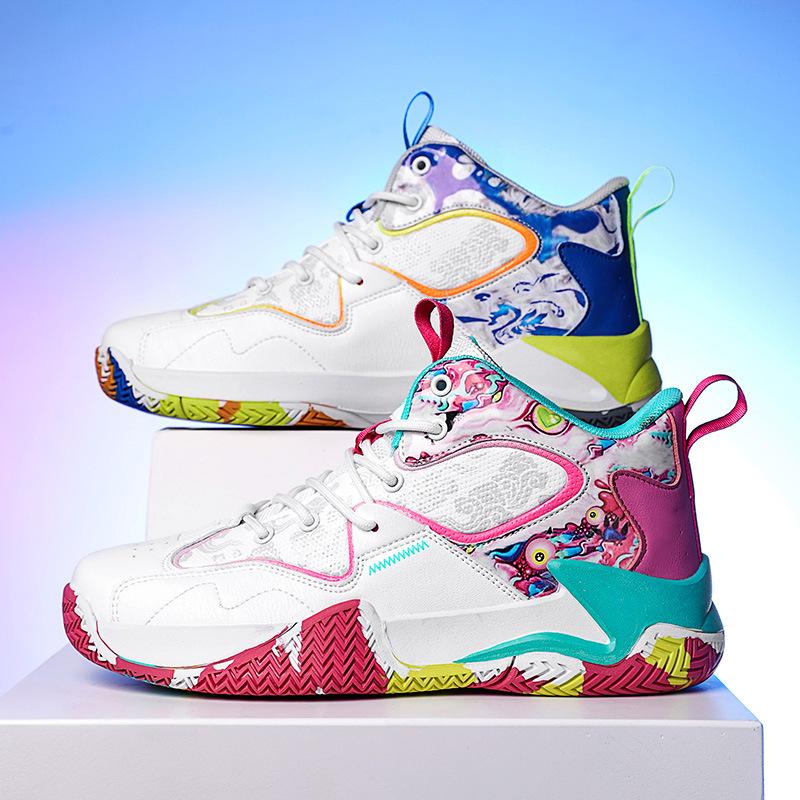 

2025 new combat sports mandarin duck basketball shoes boys middle help cement wear-resistant sound student sports shoes 42