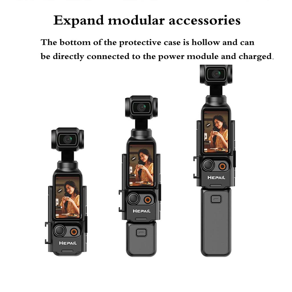 Camera Expansion Adapter for DJI Osmo Pocket 3, Protective Cage Cold Shoe Port Handle Mount Cage Bracket Adapter Housing Frame