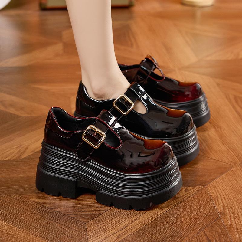 Platform Loafers Women's 2025 Spring and Summer New Fashionable Versatile Muffin Single Shoes British Style Big Head Inner Height-increasing Women