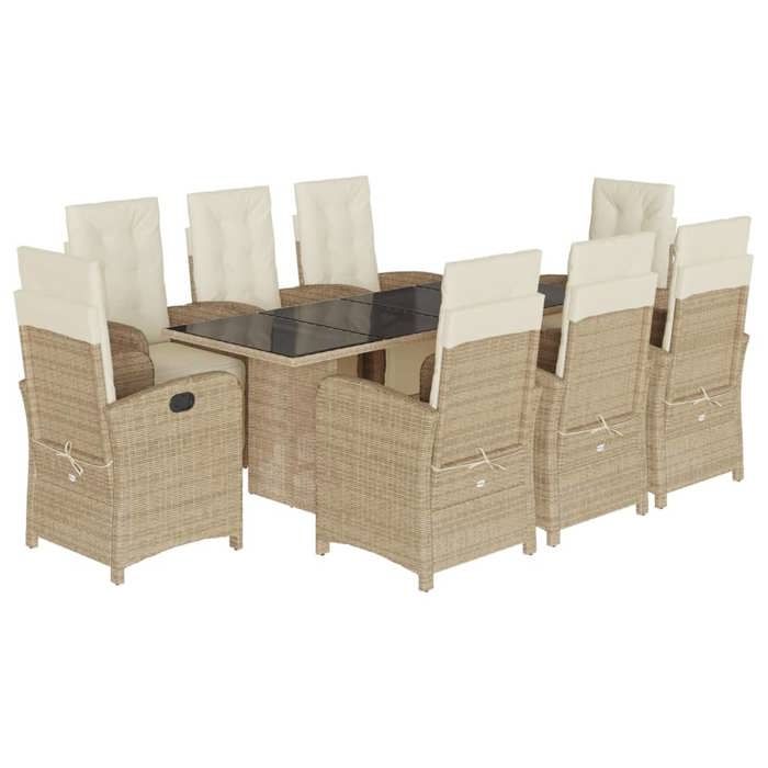 VidaXL Ensemble à Manger de Jardin avec Coussins 9 pcs, Chaises et Table de Patio, Meubles de Terrasse, Moderne, Beige 3212495