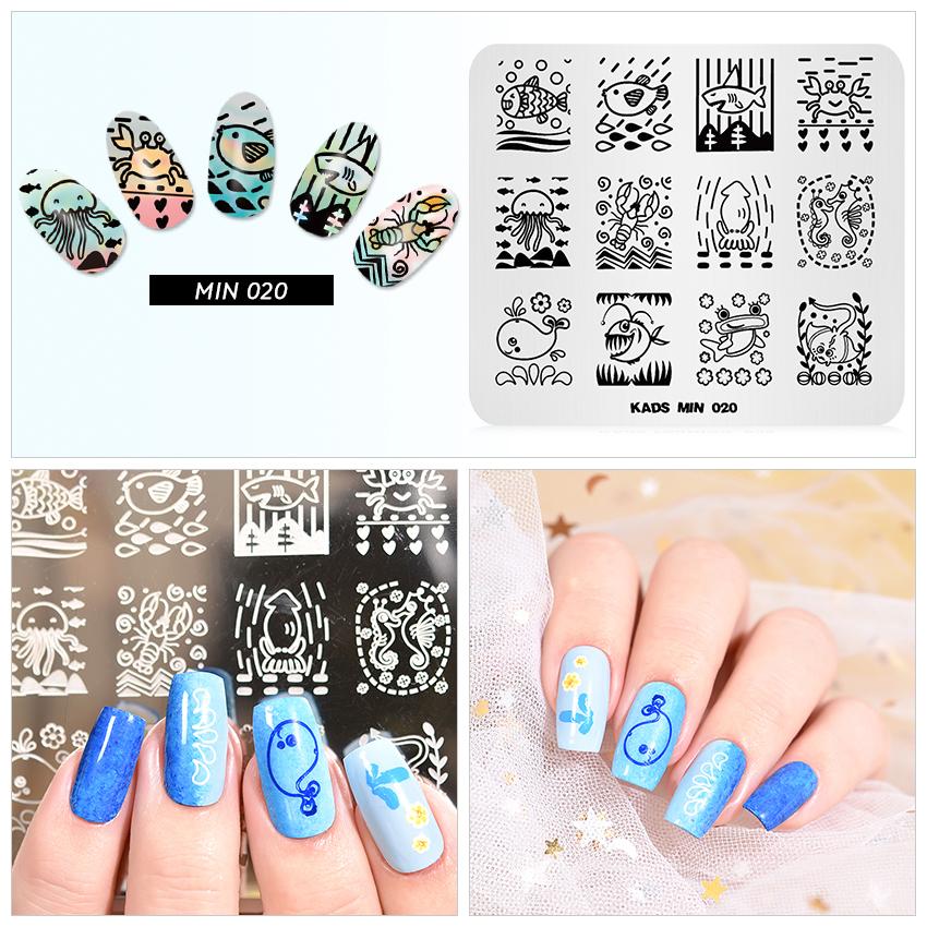 KADS MIN 020 Stamping Plates Ocean Style Aquatic Creatures Template Beauty Tools Nails Stamp Plate