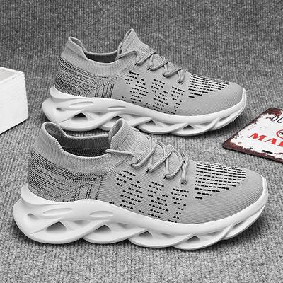 Fliegendes Gewebe Herbst atmungsaktive dünne Netz-Sneaker Rohschwarz leichte weichsohlige Socken-Schuhe