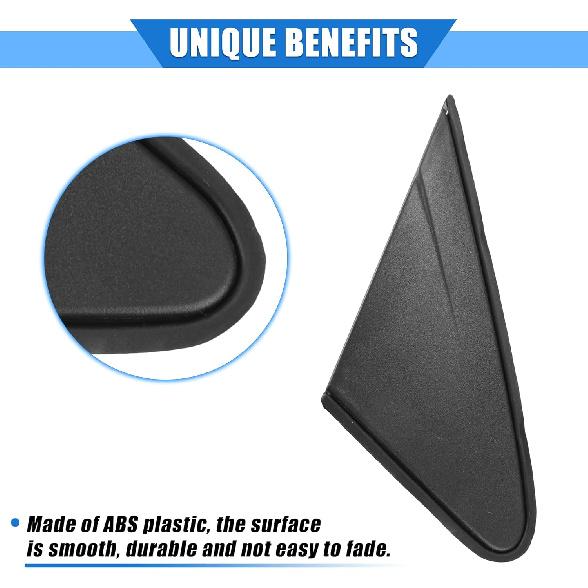 1 Pair Side Rear View Mirror Corner Triangle Trim Compatible for Chevrolet Cruze 2011-2016, Durable Plastic Black Left Right Side Mirror Panel Cover
