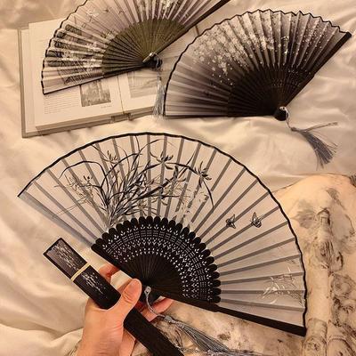 Ancient Chinese Folding Fan: Portable Bamboo Fan for Hanfu, Dance, and Summer
