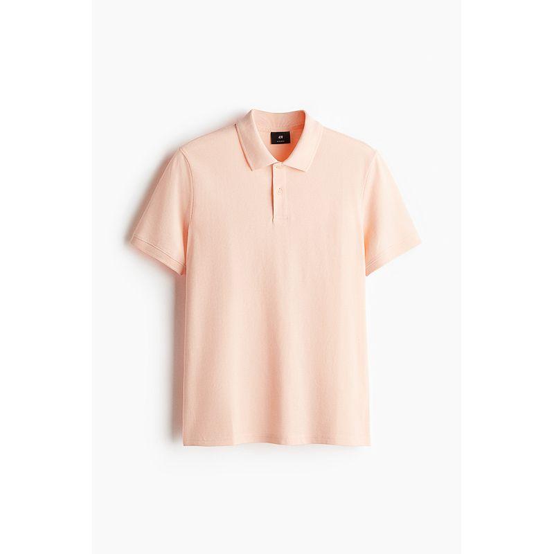 

HM Men s Polo Shirt Autumn Pearl Cotton Business Commute Lapel Button Half Cardigan Short Sleeve Tops 1209183 Pink 011 165/84A