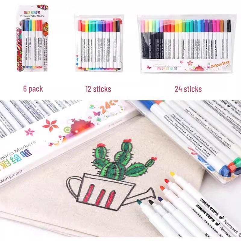 Stoffmalstifte & Pinsel für DIY T-Shirt- & Schuhkunst - Nicht verblassende Graffiti- & Spezialmarker
