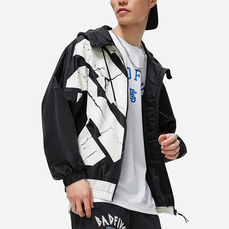 Li-Ning Anti-Series Striped Print Zip Hoodie With Loose Long Sleeves Men Jacket Black AFDT059-4