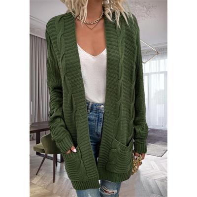 Women's Autumn and Winter Twist Cardigan Mid-Length Twisted Knit Sweater