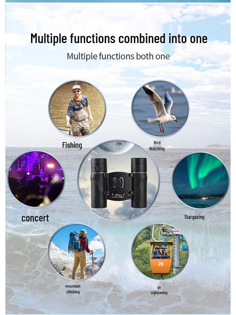 HD 10x22 Binocular Telescope with Phone Camera for Outdoor Use and Concerts