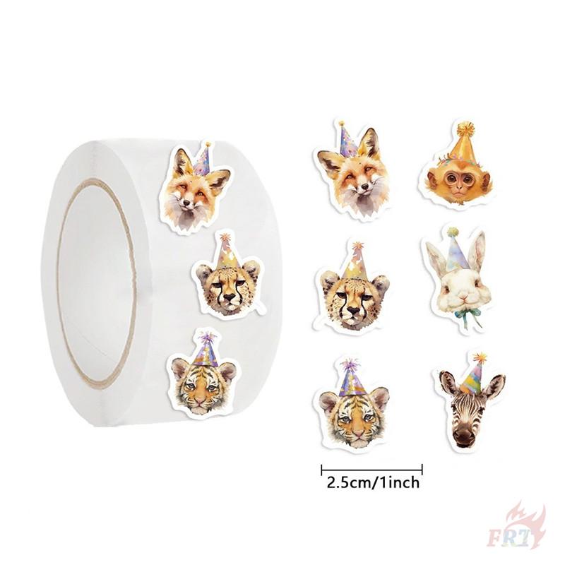 500Pcs/Roll Birthday Party Animals Kids Rewards Stickers - DIY Scrapbooks Album Decor Sealing Label Decals