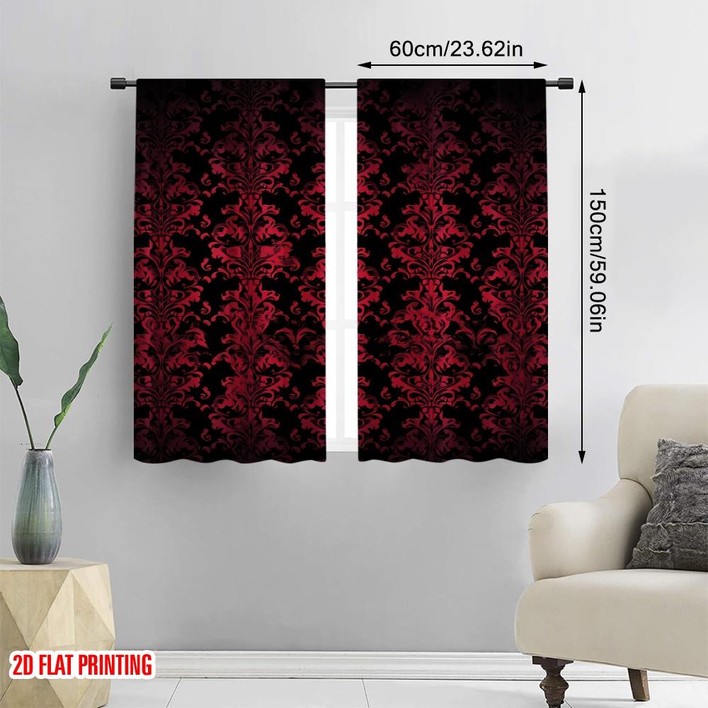 Flat Printing Drapes Swirls Floral Leaves Versatile Polyester Without Electricity Holiday Decorations Indoor Curtain Made Of