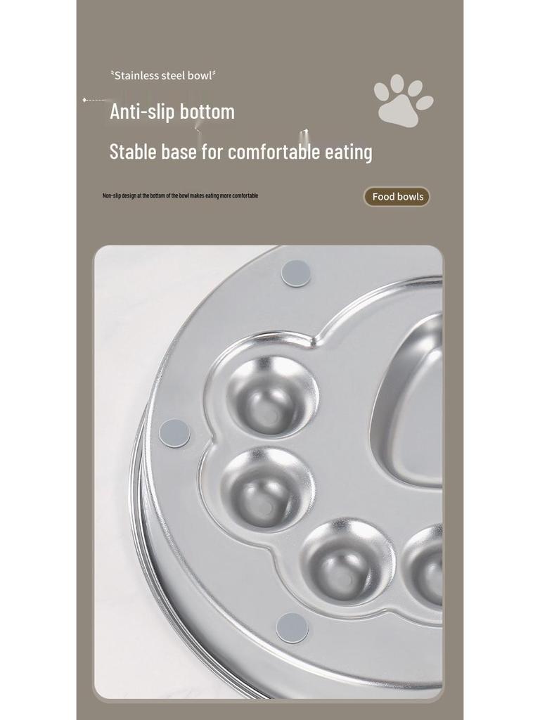 Stainless Steel Non-Slip Slow Feeder Pet Bowl for Cats & Dogs