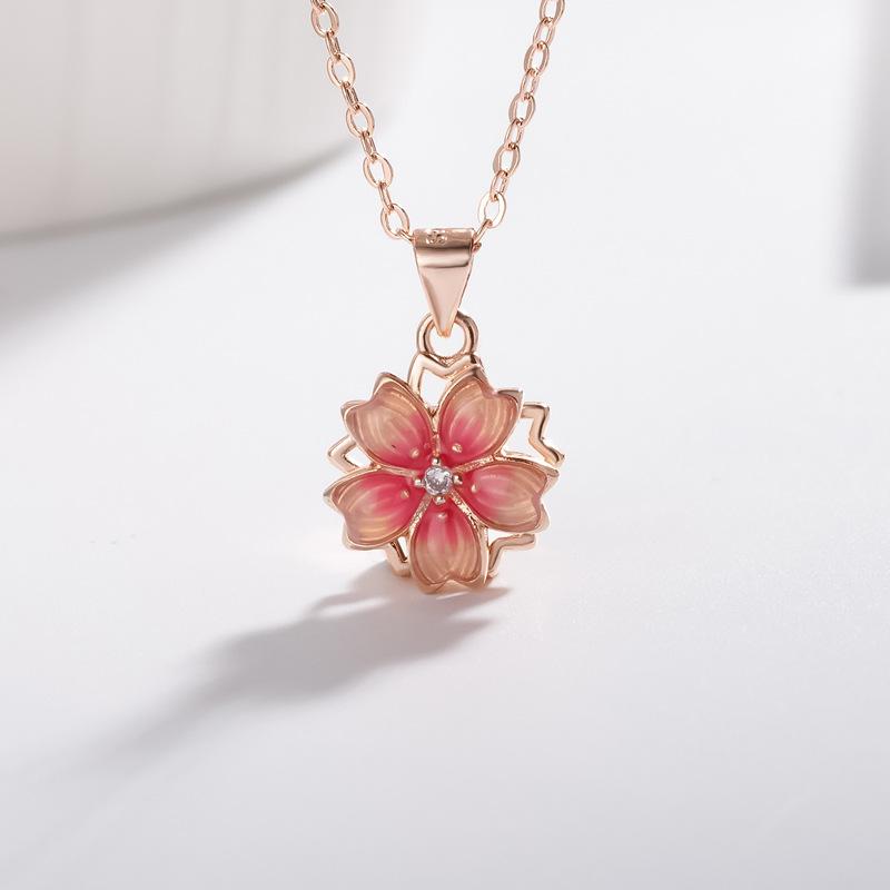 Korean Version of Fashion Temperament Lotus Women's Pendant Necklace Premium Packaging Rotatable Jewelry