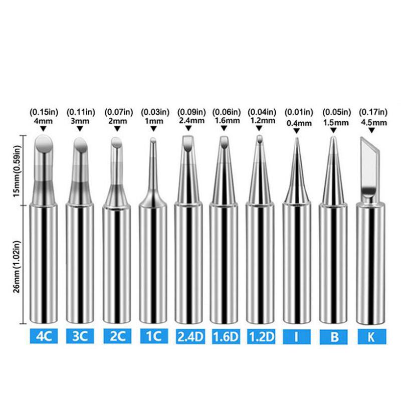 Pure Copper Soldering Iron Tips 900M 200-480°C Fit for Hakko Atten Quick Saike Kada Aoyue 936,938,969,8586 Welding Stations