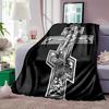 1PC Three horizontal crosses Faith-printed Flannel Blanket Soft and Warm Suitable for Home Travel Picnics Camping and RV Use