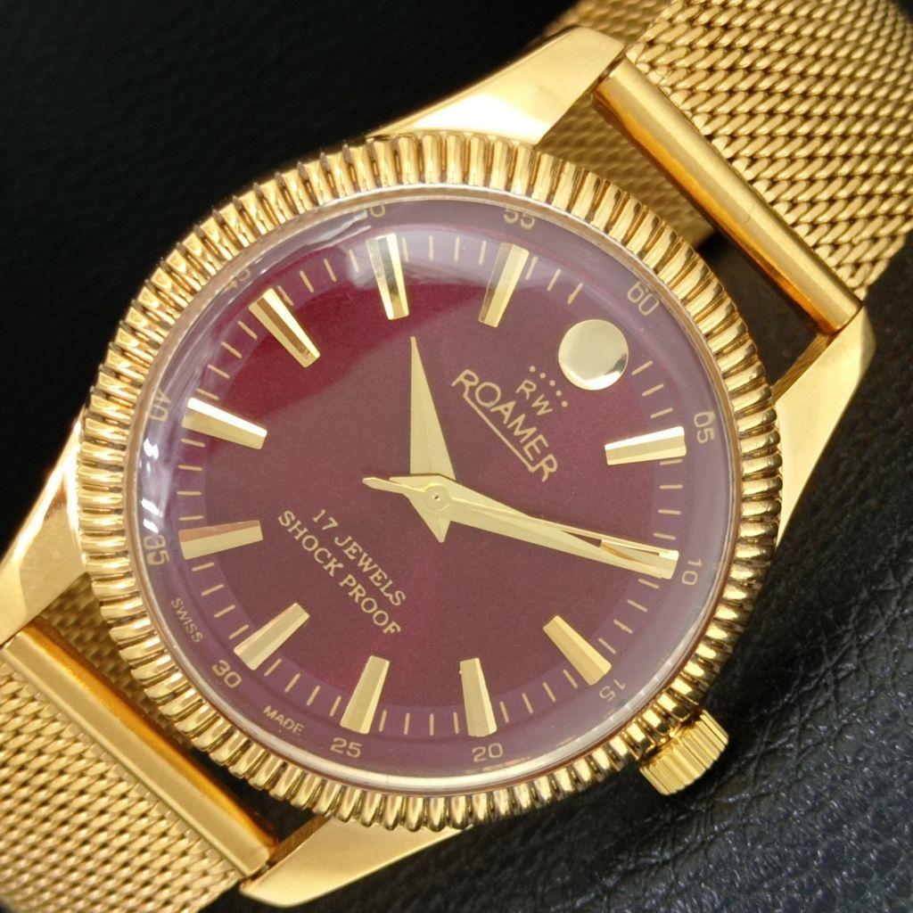 

HAND-WINDING VINTAGE SWISS MENS REFURBISHED RED COLOR DIAL WATCH a707395-1