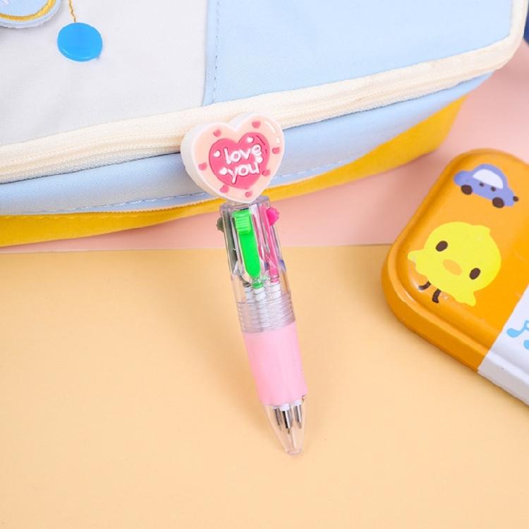 12Pcs Heart Shape Multicolored Pen 4-Color-in-1 Ballpoint Pen for Daily Note Taking Drawing and Classroom Exchange Gift